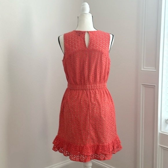 PETER SOM | Midi Eyelet Dress | Coral | Size 8 - Picture 4 of 14